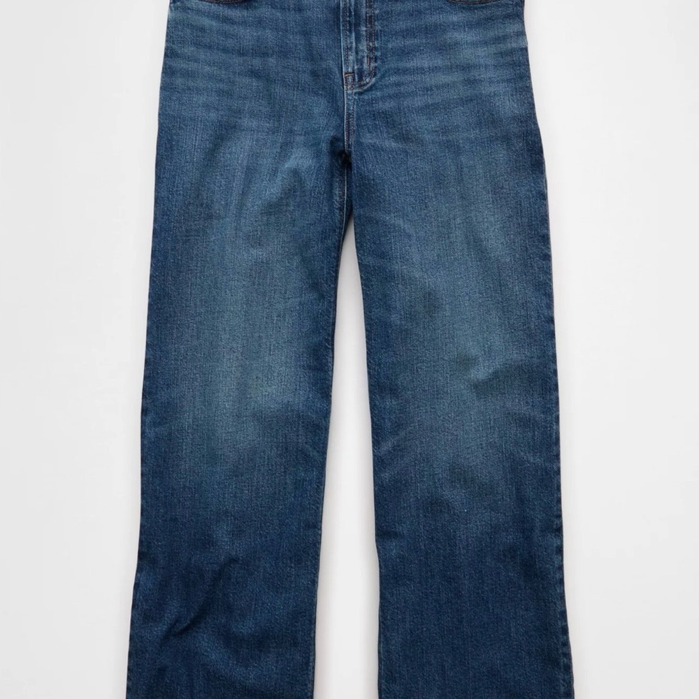 American Eagle Dark Blue  Super High Rise Baggy Wide Leg Jeans 6 - Picture 7 of 9